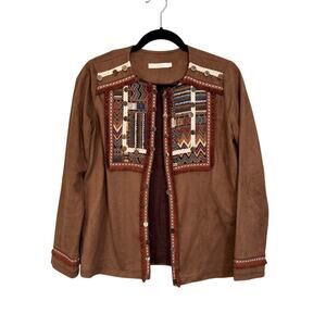 Cherry Paris Pap Jacket Perm Womens T1 Small Brown Ethnic Tribal Boho Fringes